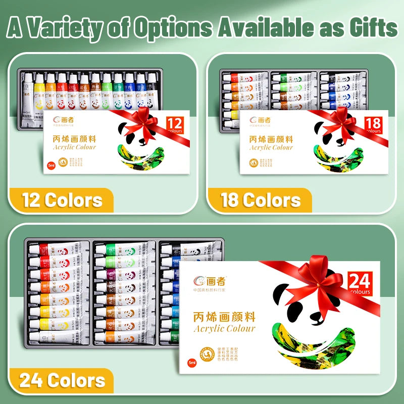 Set di pittura acrilica portatile con 12, 18 o 24 colori