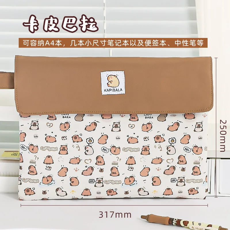 Kapibala File Bag Student Stationery Bag Cartoon High Appearance Large Capacity Zipper Storage Bag Kapibala File Bag Student St