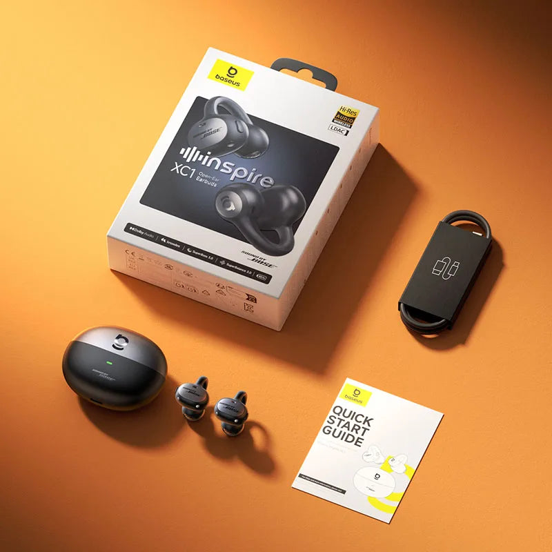 Căști wireless Baseus XC1 cu clips deschis pe ureche Bluetooth 6.1