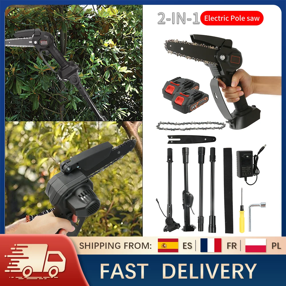 Aku tyčová řetězová pila 2 v 1 s dosahem 2,25 m pro prořezávání stromů
