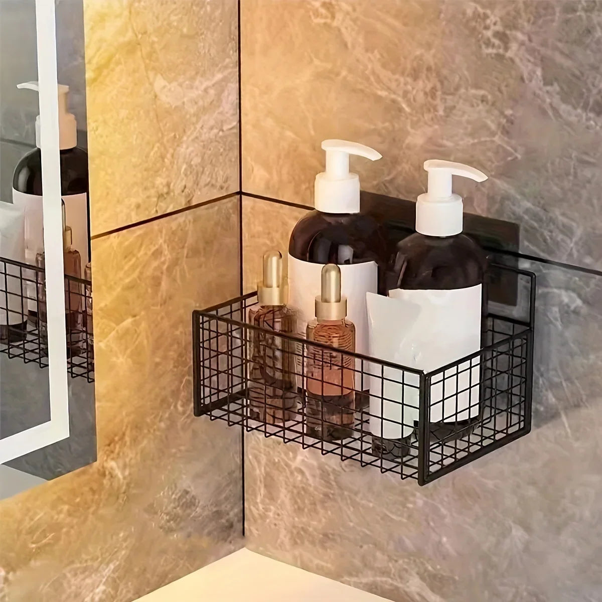 Wall-Hanging Metal Bathroom Basket, Black or White