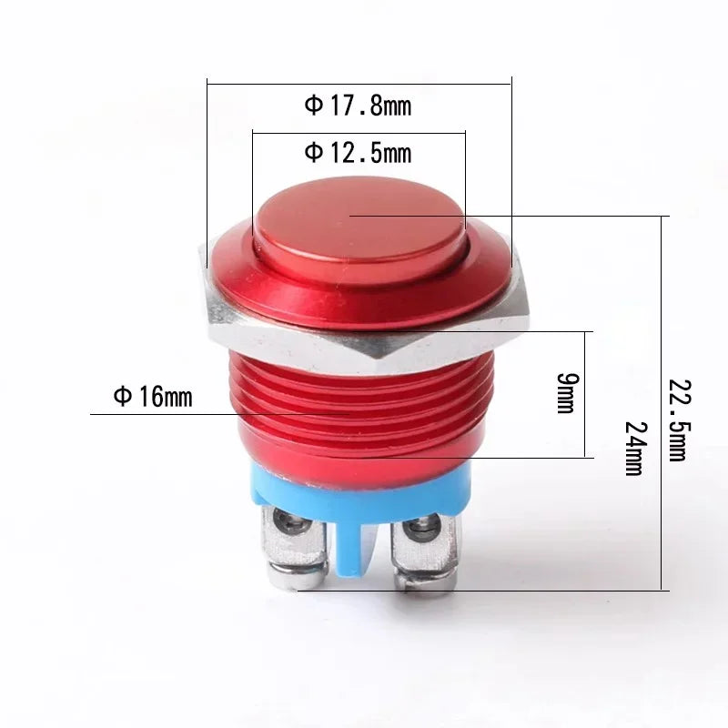 IP67 16 mm Metal Push Button Switch, Momentary ON-OFF