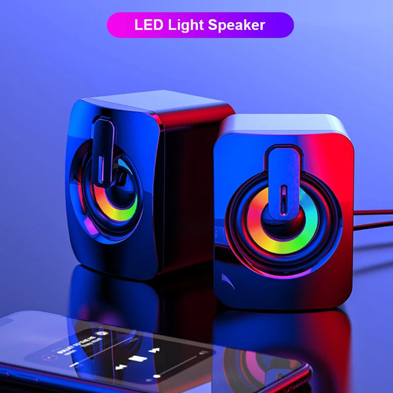 Compact Desktop Speakers with LED Lighting