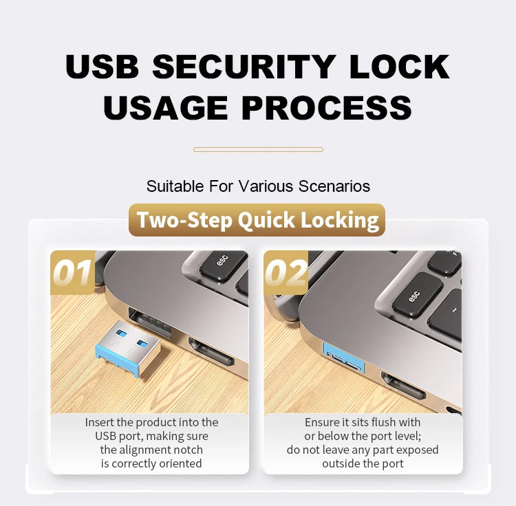 Zece blocări USB-A cu cheie de eliminare