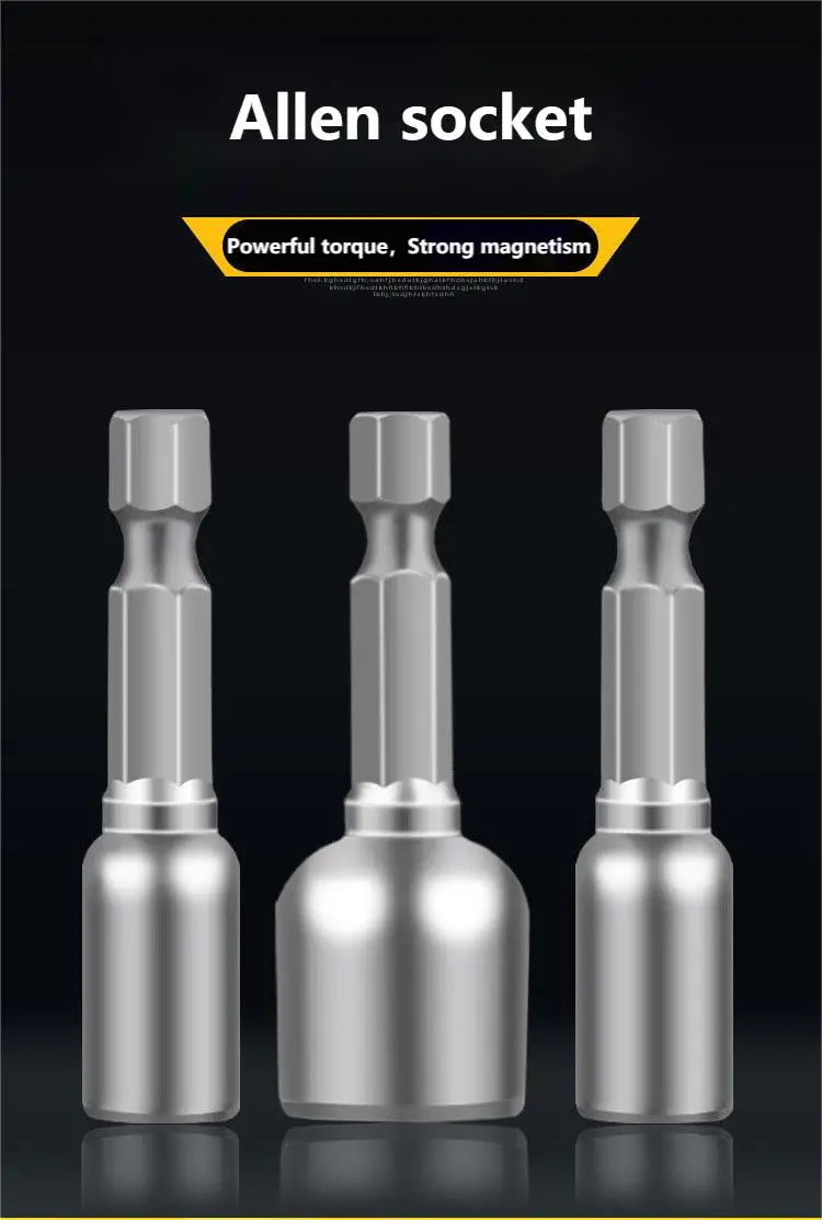 6-13mm Impact Socket Set Magnetic Nut Screwdriver 48mm Drill Bit Set 1/4” Hex Socket Adapter Bolt Drivers Socket Kit Hand Tools