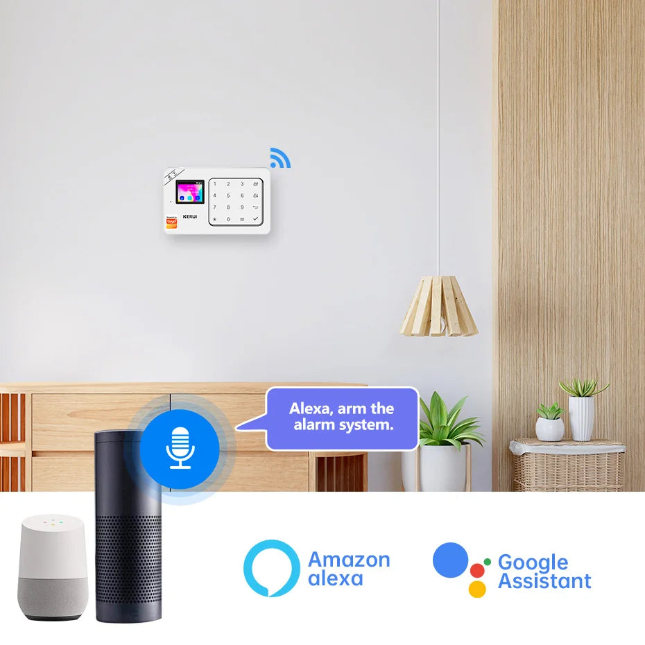 ES Delivery KERUI domáci alarm WiFi GSM alarmný systém kompatibilný s Tuya Smart 433MHz Ochrana domova Alexa PIR pohybový senzor