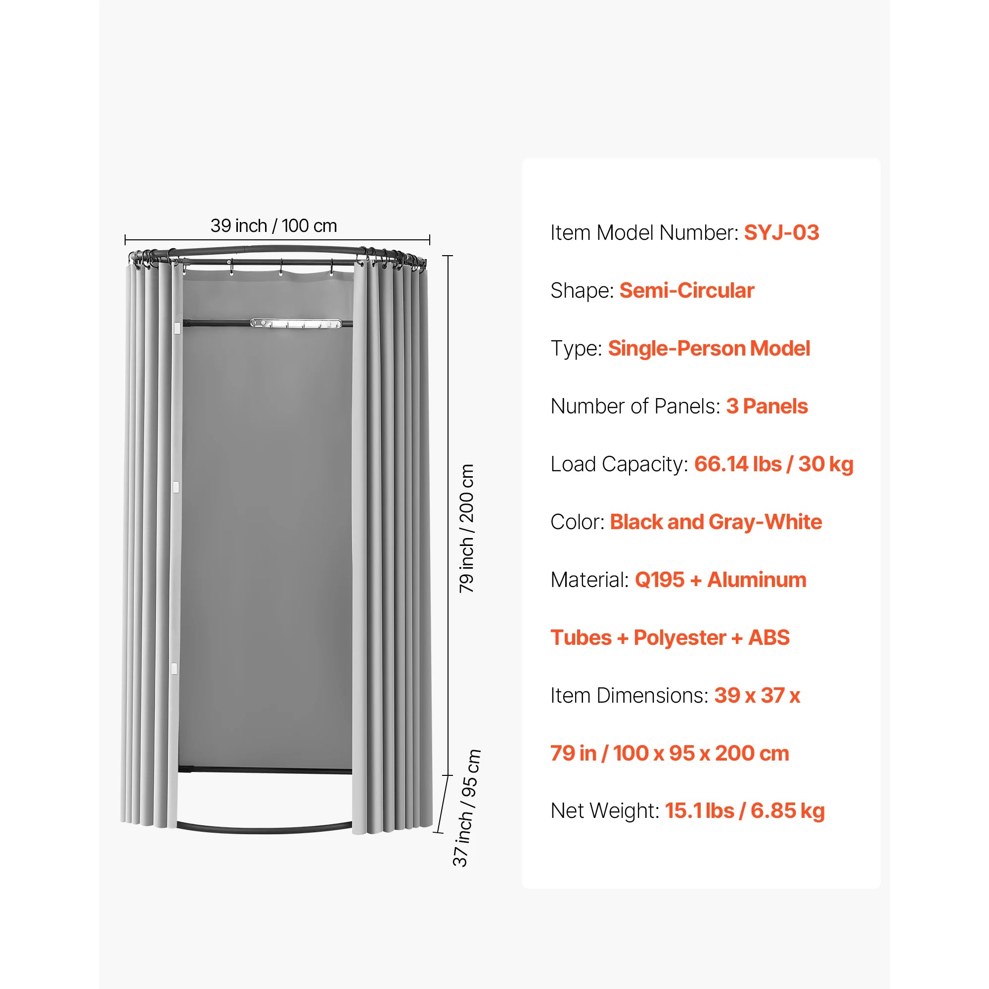Mobile Fitting Room with Thick Privacy Curtains & Rolling Casters