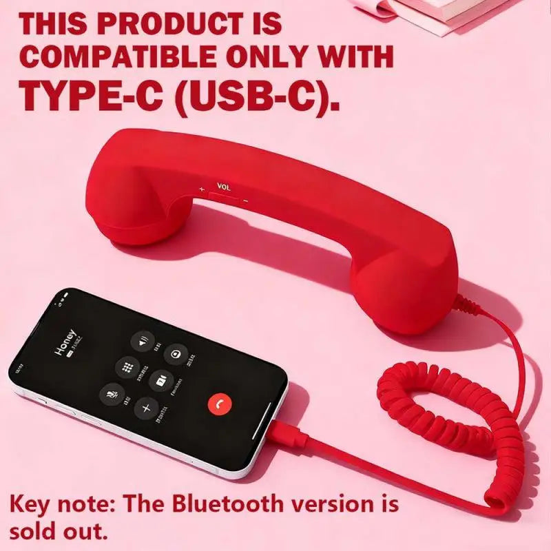 Cuffie cablate con microfono retrò a cornetta telefonica, Type-C, per Android, plug and play, per chat vocali, streaming live e audio