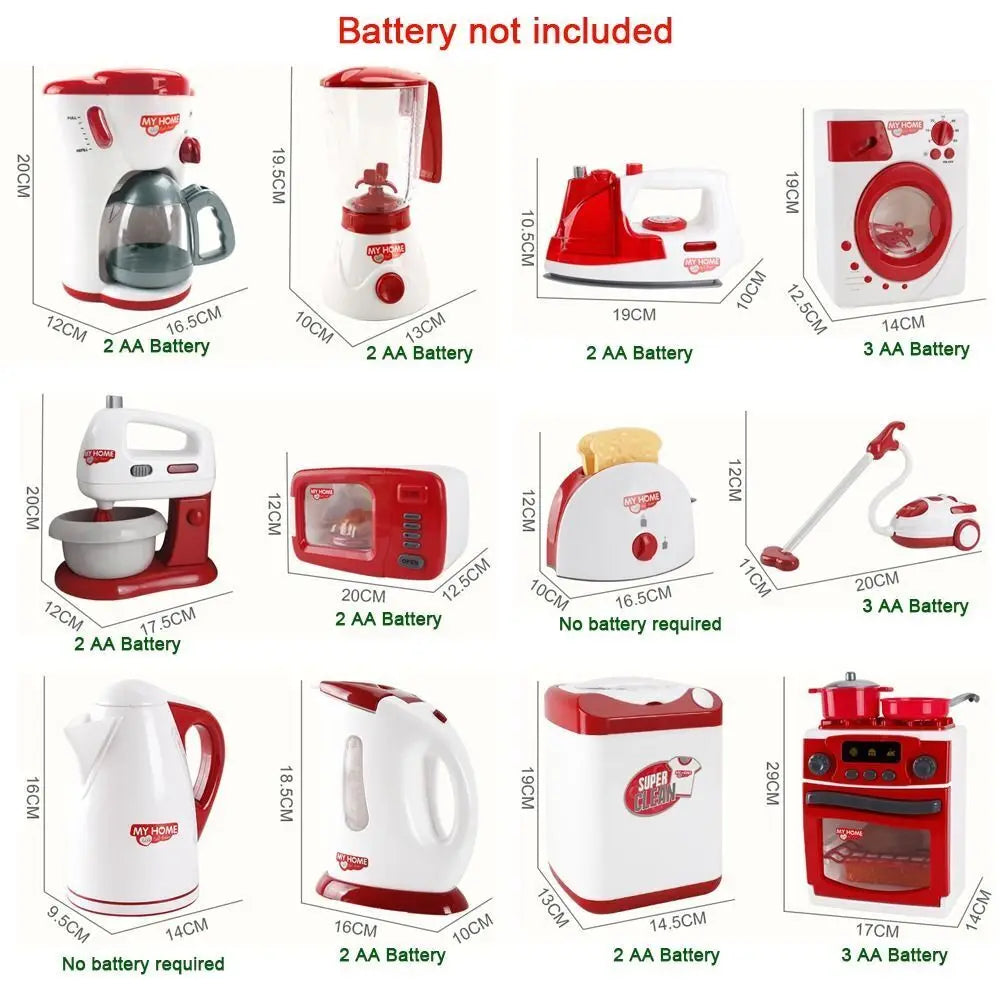 Mini Pretend Play Kitchen Appliance Toy Set, Red