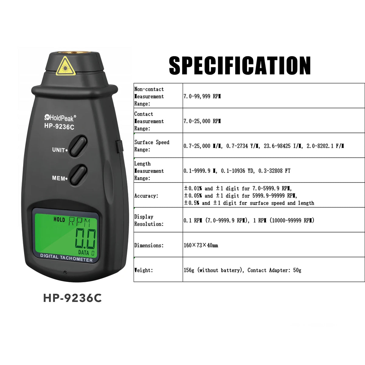 Digital Tachometer or Stroboscope - Model Options