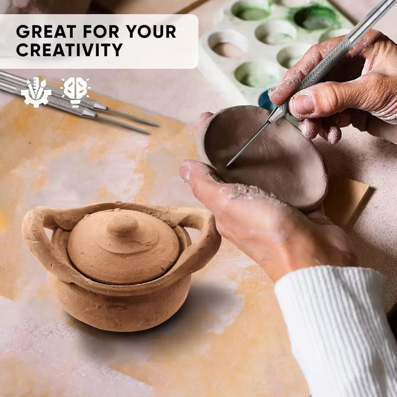 Clay Sculpting Needle & Texture Tool Set for Ceramics and DIY Craft