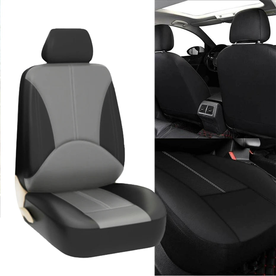 PU Leather Car Seat Cover Set Breathable Vehicle Seat Cushion Full Surround Cover for Car Compatible with Airbag Fit 5-Seat Auto