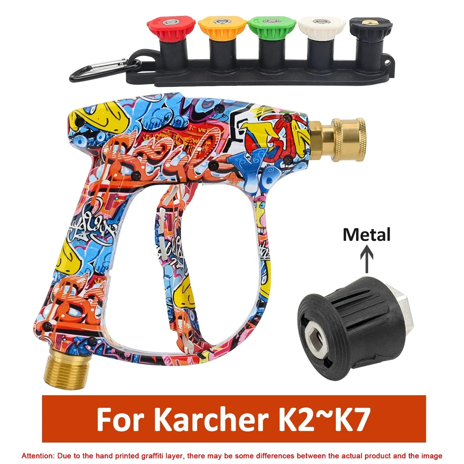 2175PSI Pressure Washer Gun, Graffiti Shell, 1L Foam Cannon, 1/4" Quick Nozzle Kit & Rubber Holder, Fits Karcher K-Series