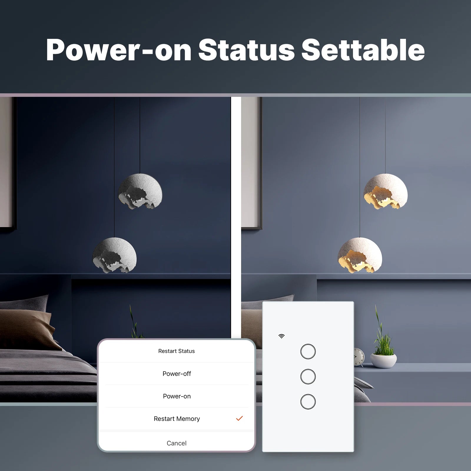 Smart Light Switch No Neutral WiFi Touch Control