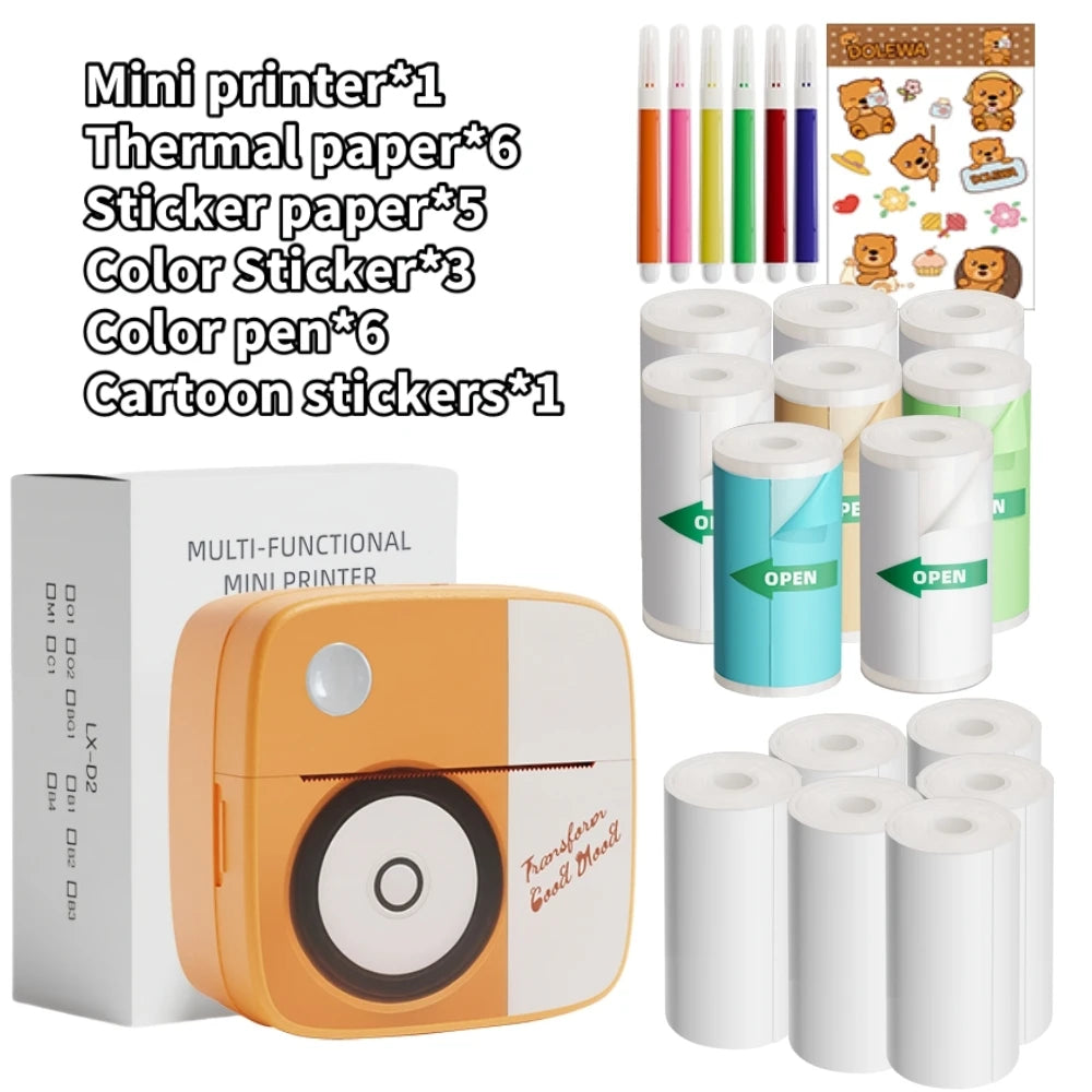 D2-O1 Bluetooth Mini Thermal Printer with Paper Bundles