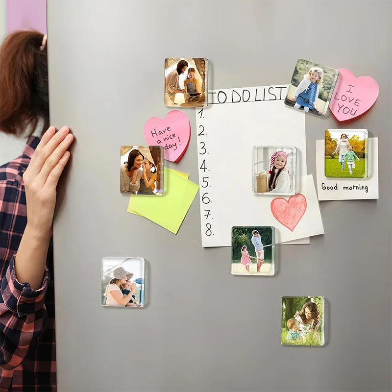 Magnet frigorific pătrat vidat, 5x5 cm, set DIY confecționare magneți