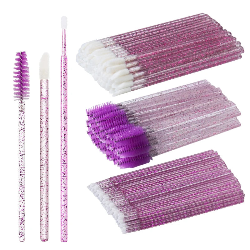 ANNAFRIS 50Pcs Disposable Eyelash Brush Soft Head Crystal Eyebrow Brush Lash Extension Brush Mascara Wand Makeup Tool