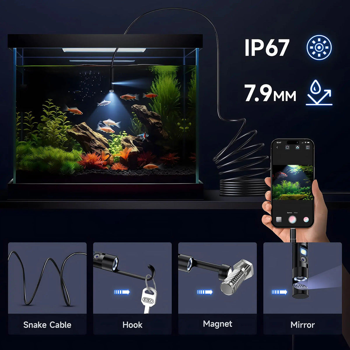 Single/Dual Lens Endoscope Camera with LED Lights