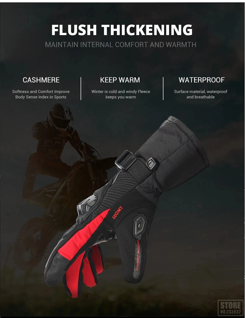 Winter Warm Motorcycle Gloves for Outdoor Riding