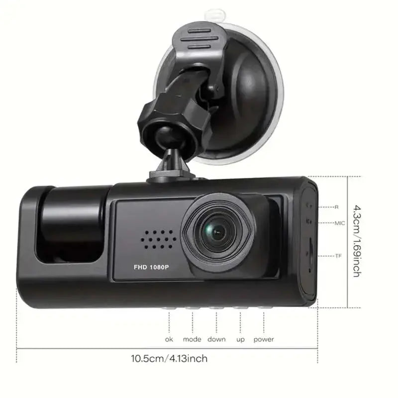Dash Cam W/ IR Night Vision Loop Recording & 2" IPS Screen 1080P 3 Camera (25 day delivery time) Spy-shop.com
