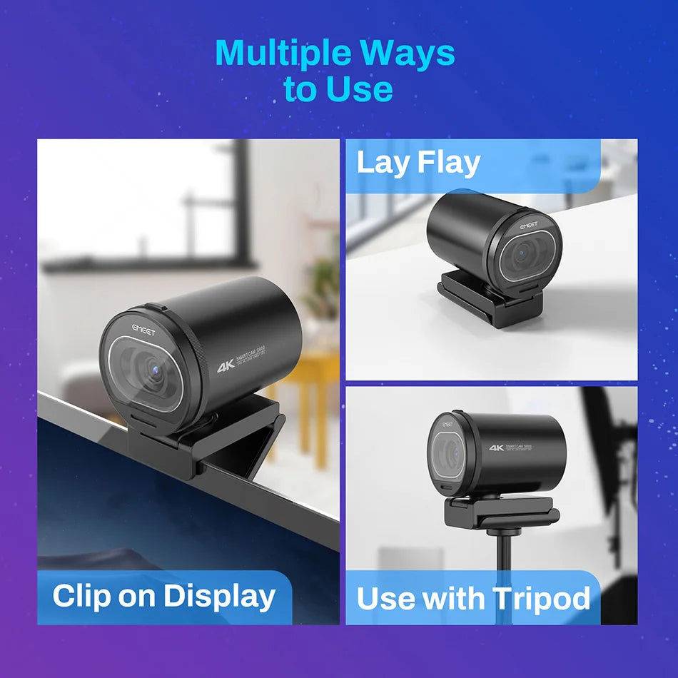 Webkamera 4K Streaming Webkamera 1080P 60FPS USB Kamera EMEET S600 Autofokus Kamera pro živé vysílání s mikrofony pro Tiktok/YouTube