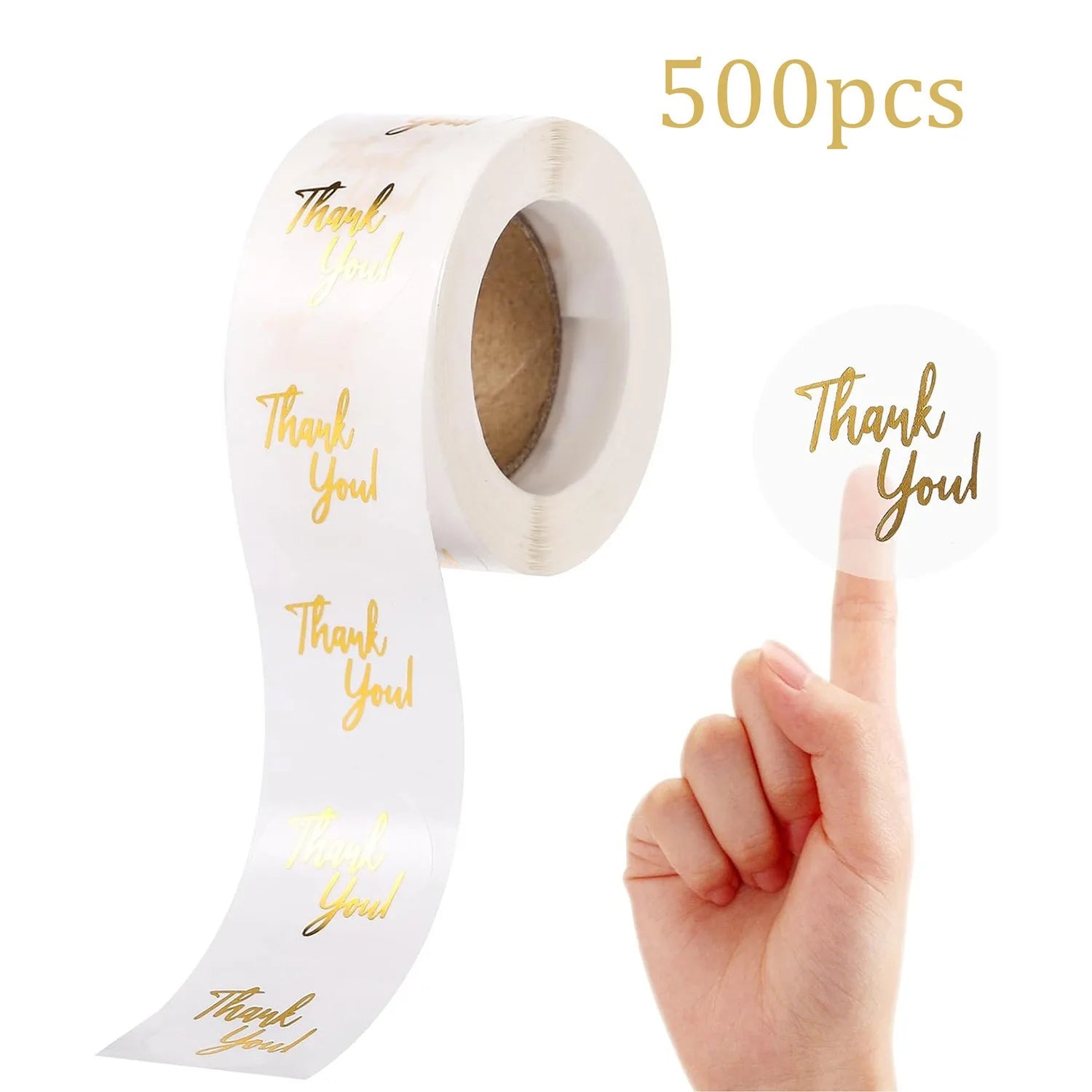 500 Pcs Gold Foil Thank You Stickers for Small Business
