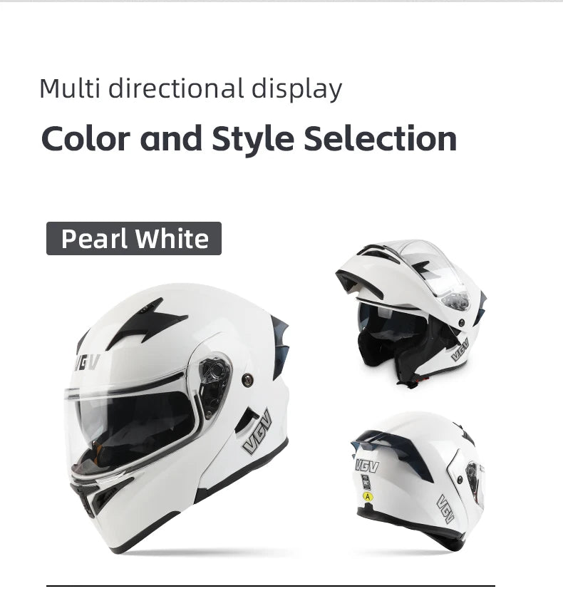 VGV 91 Flip Motorcycle Helmet, Dual-Lens, DOT Certified