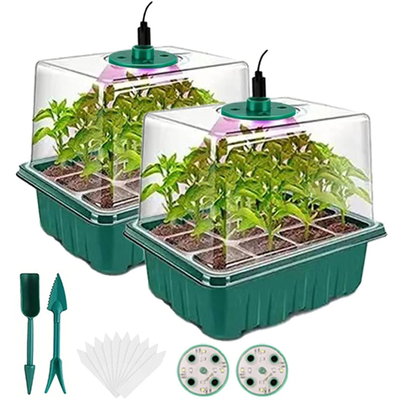 Seed Starter Trays with Grow Lights, 2 Pack