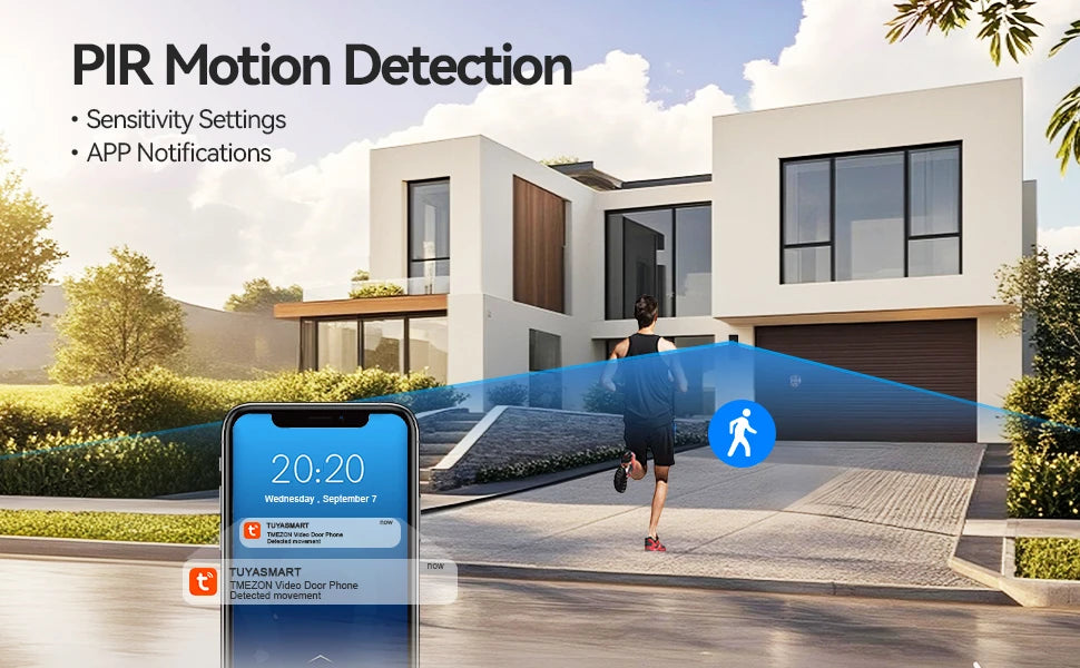 TMEZON R10-L10 Solar Powered Wireless WiFi Video Door Phone,1080P Intercom System,7'' Color Touch Monitor,Video Doorbell Peephole with Solar Panel,PIR Motion Detection,Remote Unlocking,2.5/5G WiFi