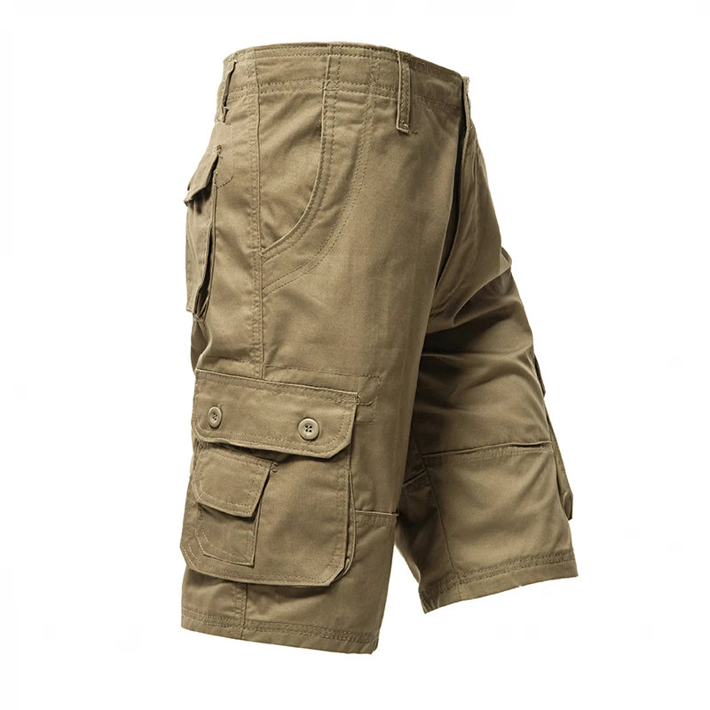 Shorts cargo en coton pour homme, longueur genou, coupe ample, style streetwear