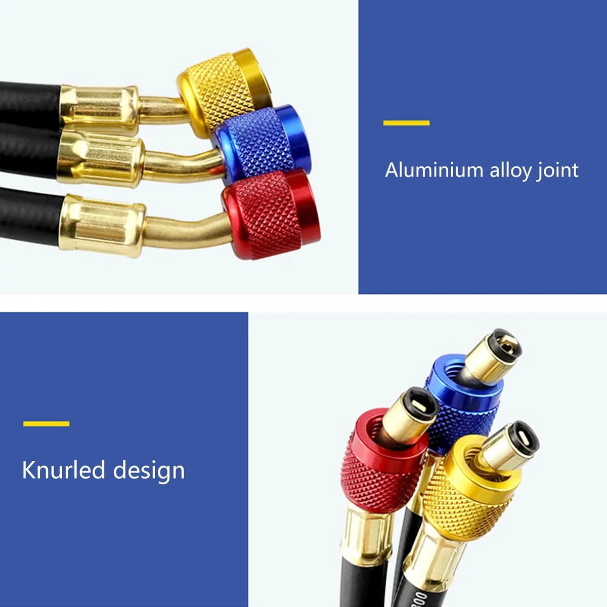 3PCS R410 Refrigerant AC Charging Hose 800-4000 PSI Working Pressure Fit HVAC Air Condition R134a R32 Refrigerant Manifold Gauge