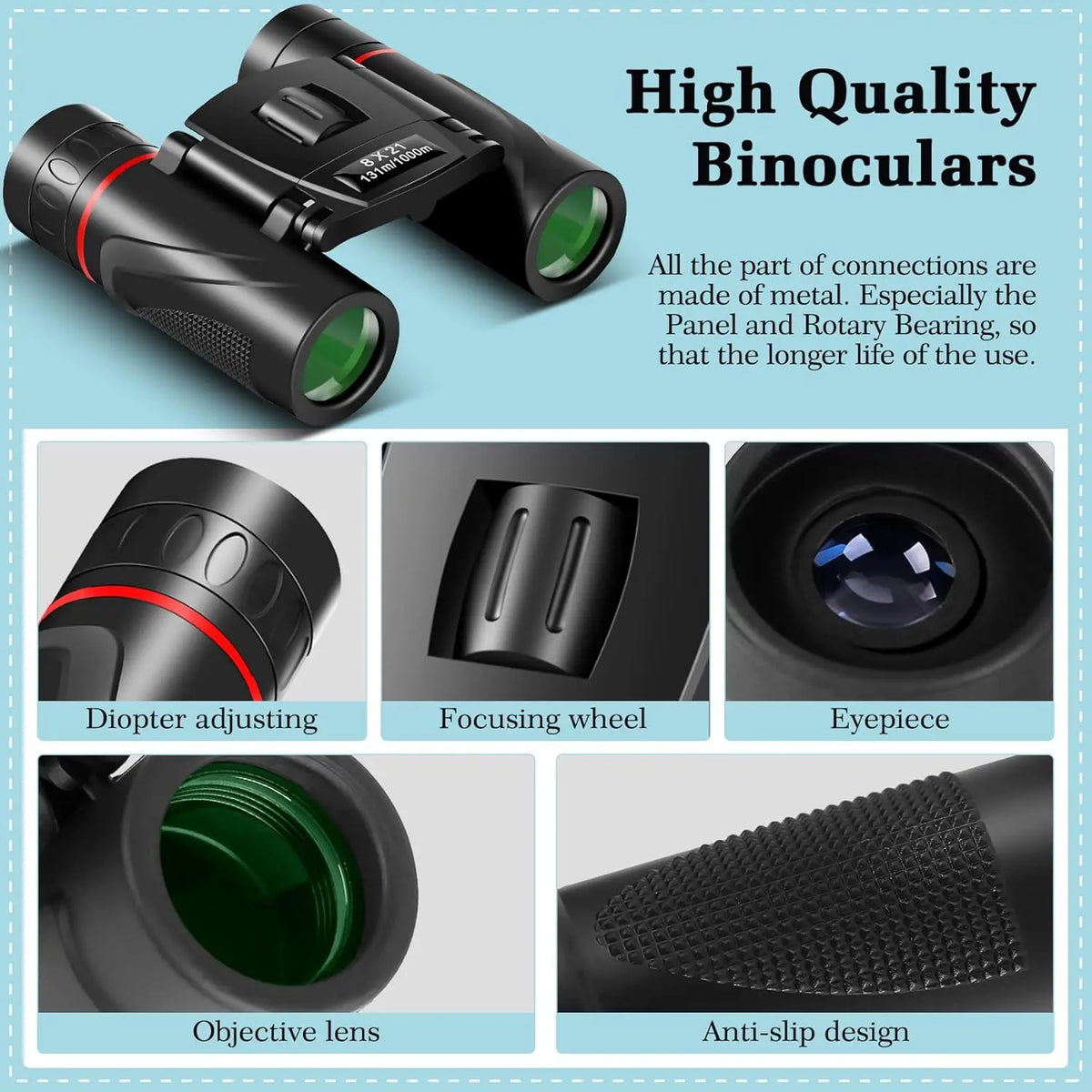Binocolo compatto 8x21 per viaggi ed eventi
