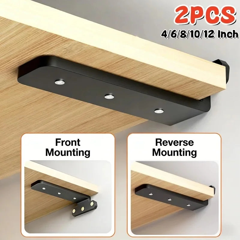 Concealed Shelf Brackets, Black, Pair