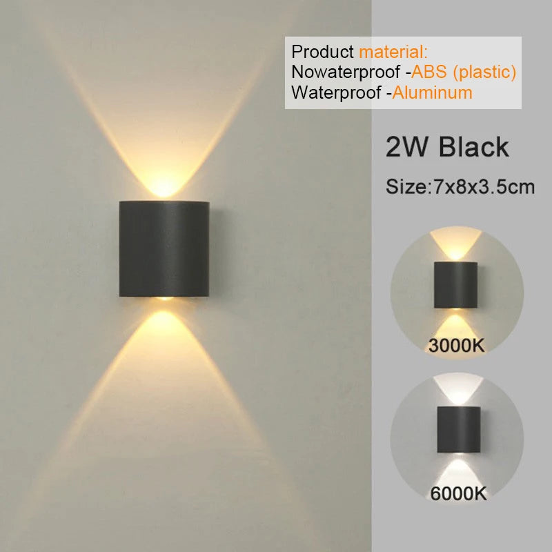 Up-and-Down LED Wall Light, Size and Finish Options