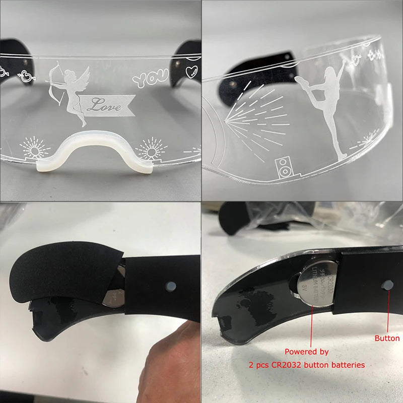 Cool Luminous Colorful LED Light Up Glasses Glowing Neon Light Flashing Party Glasses For Nightclub DJ Dance Party Decor