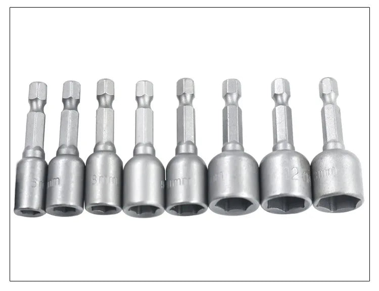6-13mm Impact Socket Set Magnetic Nut Screwdriver 48mm Drill Bit Set 1/4” Hex Socket Adapter Bolt Drivers Socket Kit Hand Tools