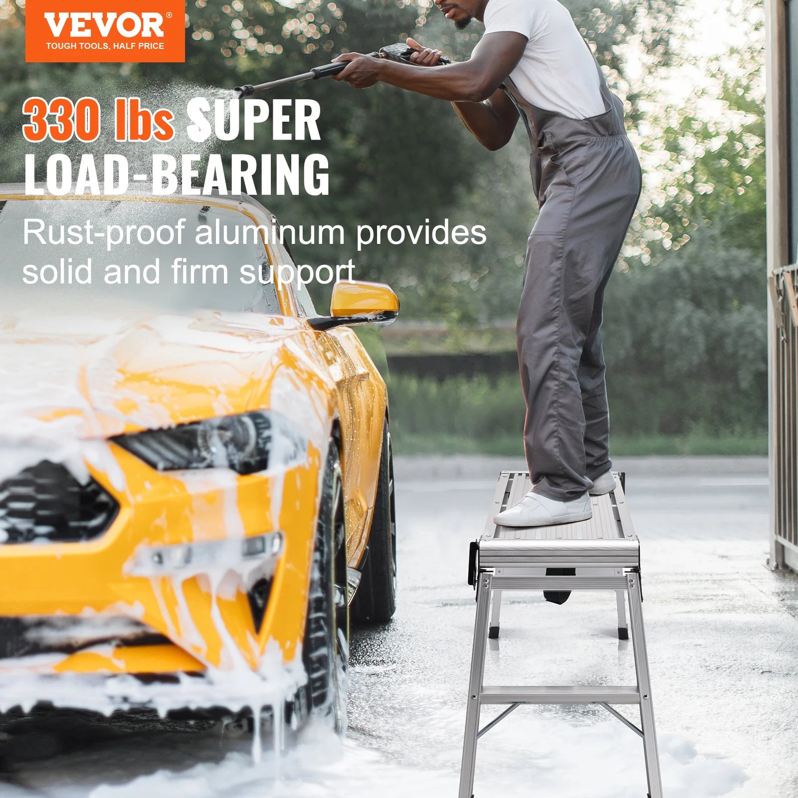 Folding Work Platform Ladder with Non-Slip Feet, 330–660 lbs Capacity
