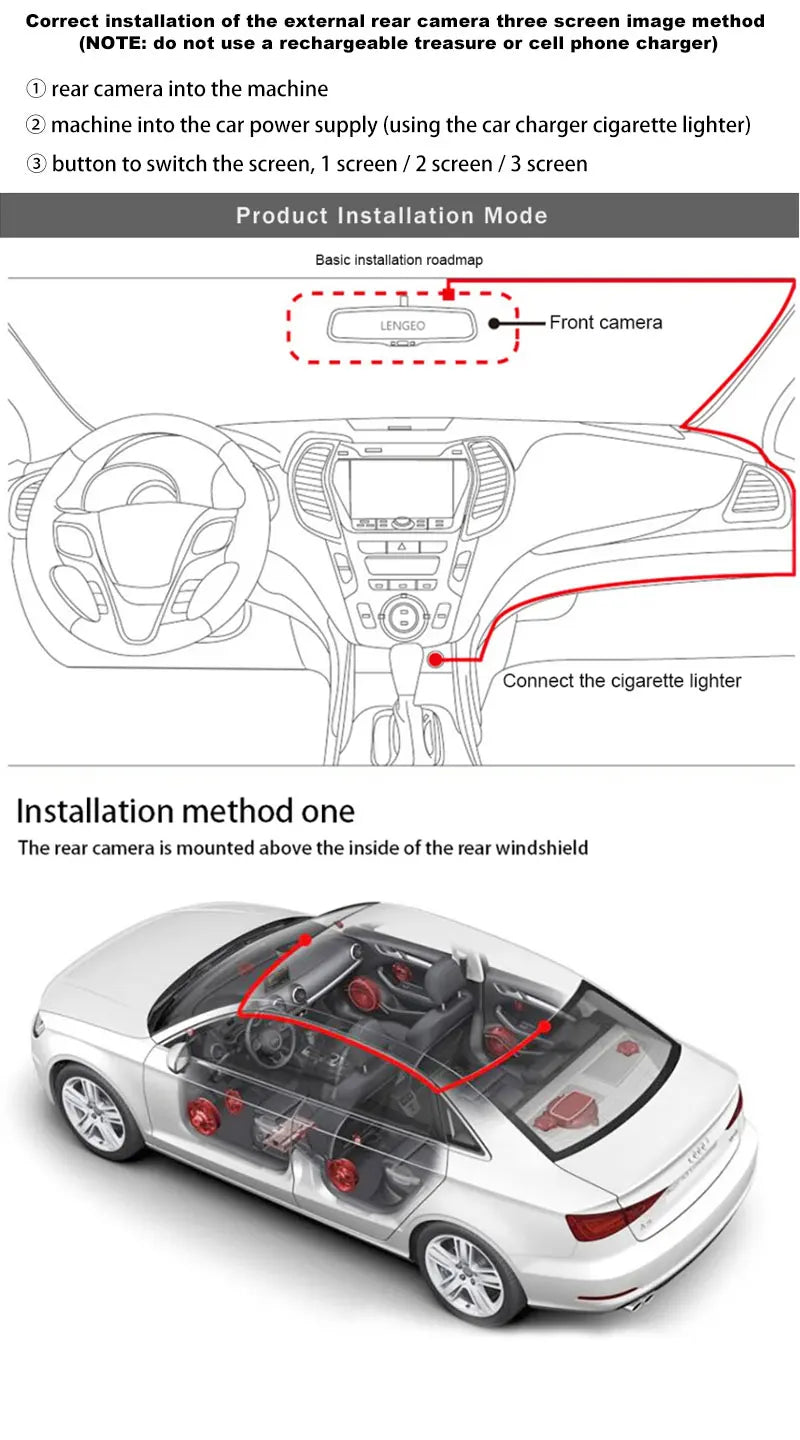 3 Channel WiFi Dash Cam Front Inside Rear 1080P Night Vision DVR