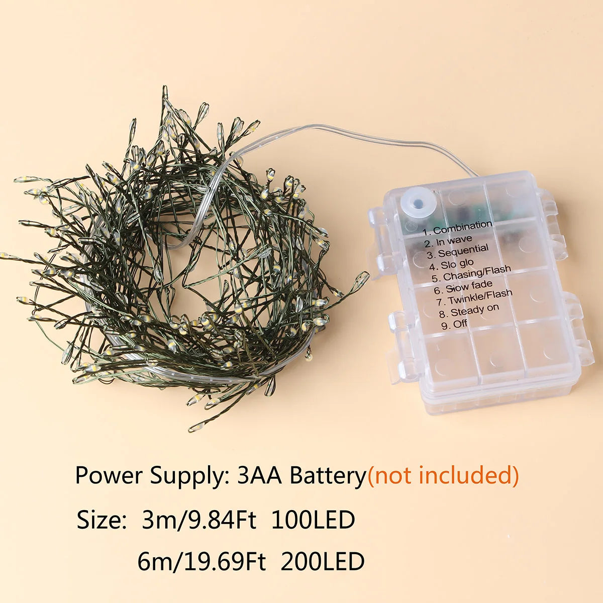 Warm White Battery LED String Lights, 3m or 6m