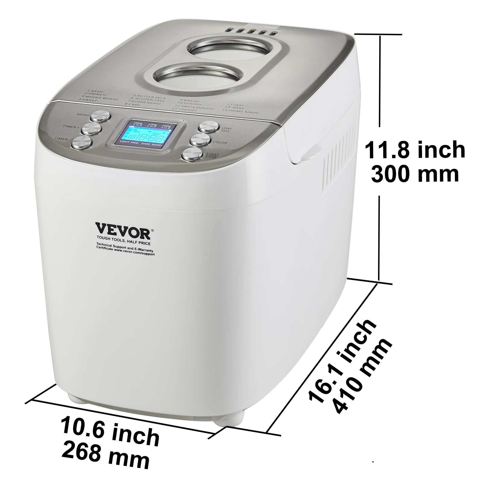 15-in-1 Automatic Bread Maker with Gluten-Free Setting & Timer