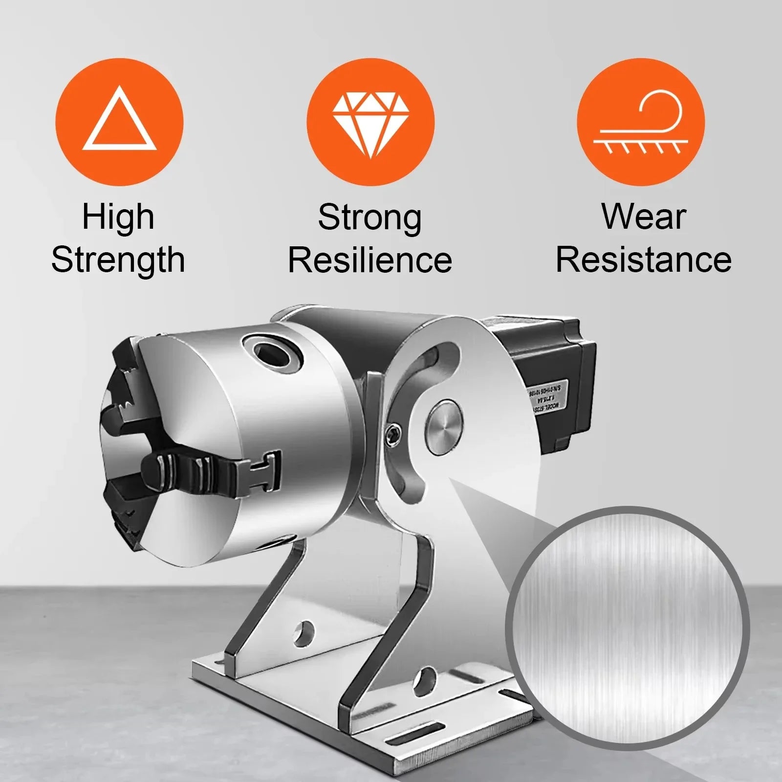 3-Claw Rotary Axis for Fiber Laser Engraving 5–80mm Cylinders