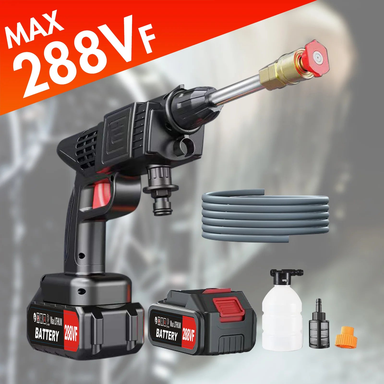 Cordless High Pressure Washer Gun 450W 26Bar with Dual Batteries