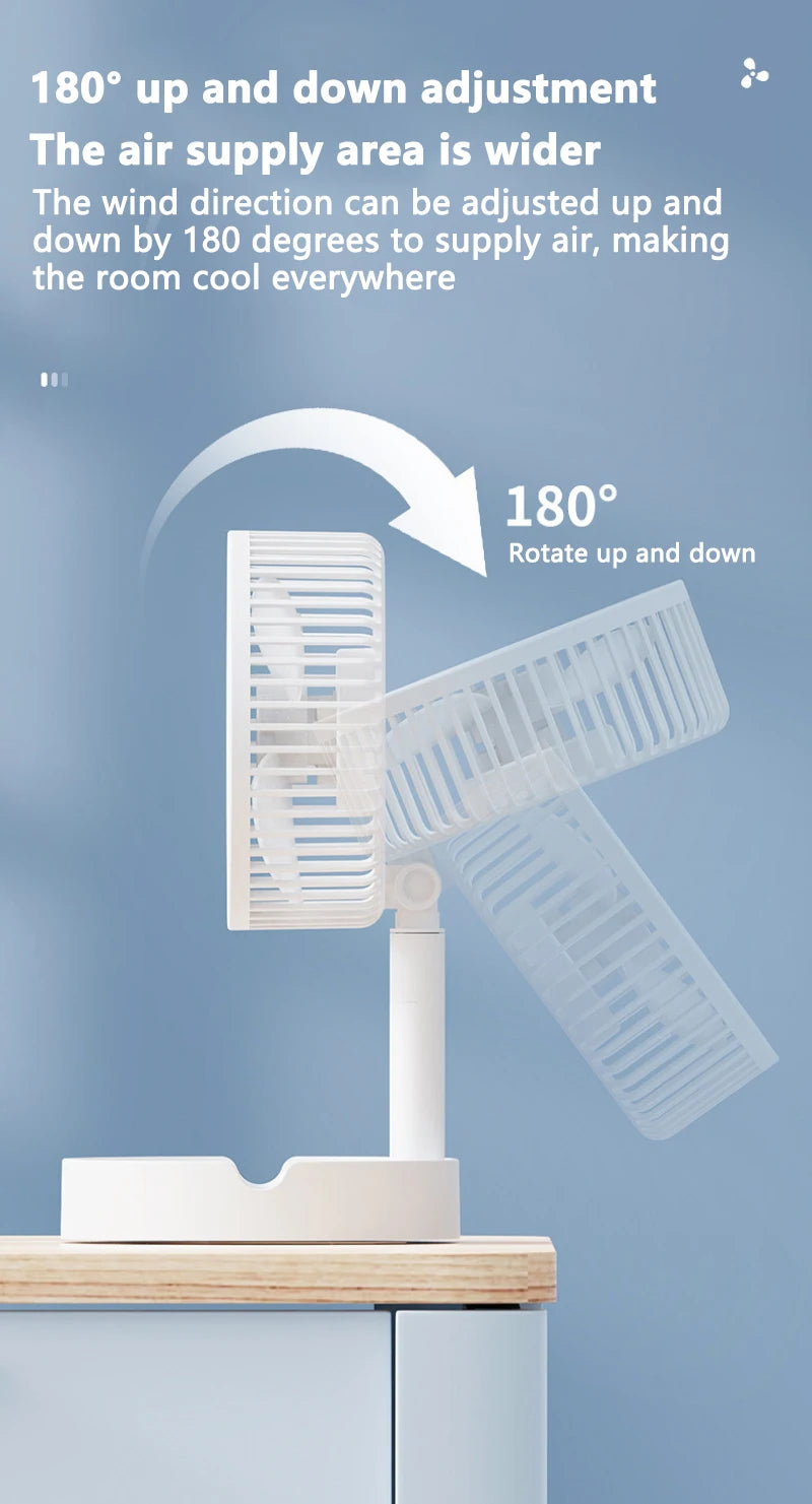 Tragbarer USB-Klapp-Schreibtischventilator mit 3 Geschwindigkeiten und Timer