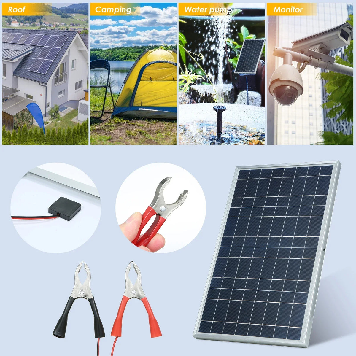 100A Solar Panel Kit Complete12V Polycrystalline Power Portable Outdoor Rechargeable Solar Cell Solar Generator for Home