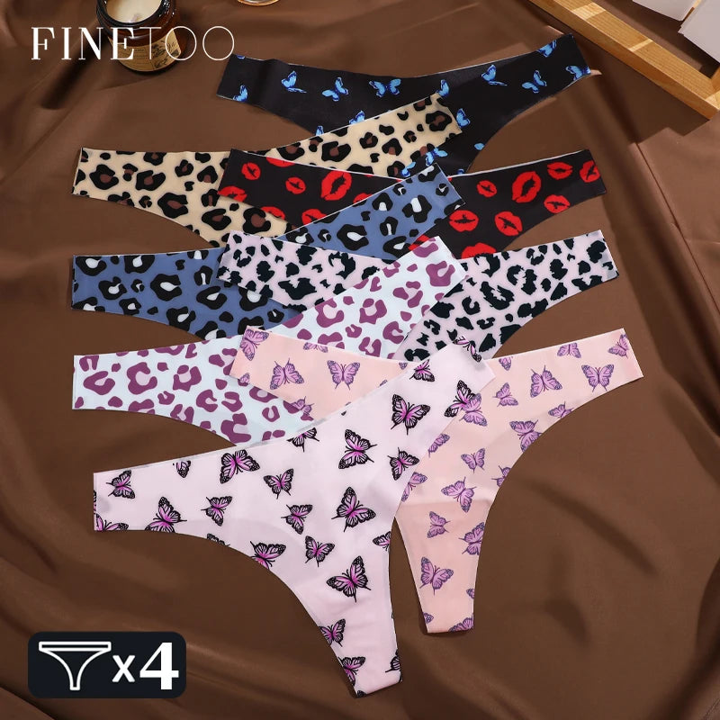 Stretchstrings voor dames met print - 4 stuks