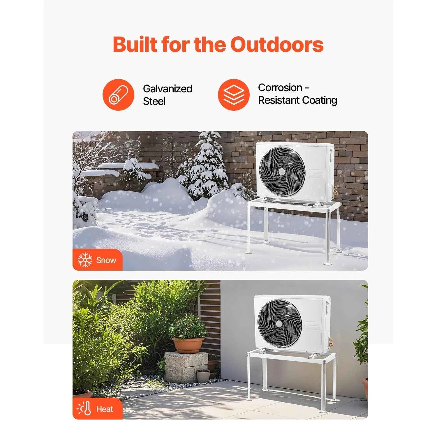 Mini Split Ground Stand Adjustable Anti-Vibration Stand for 9000-36000 BTU Outdoor Units