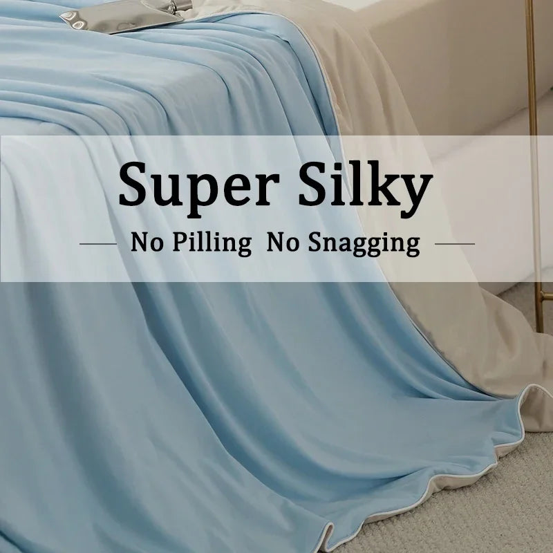 Air Condition Comforter for Summer Pure Color Ice Silk Cooling Blanket Lightweight and Smooth Twin/King Size Cold Quilt