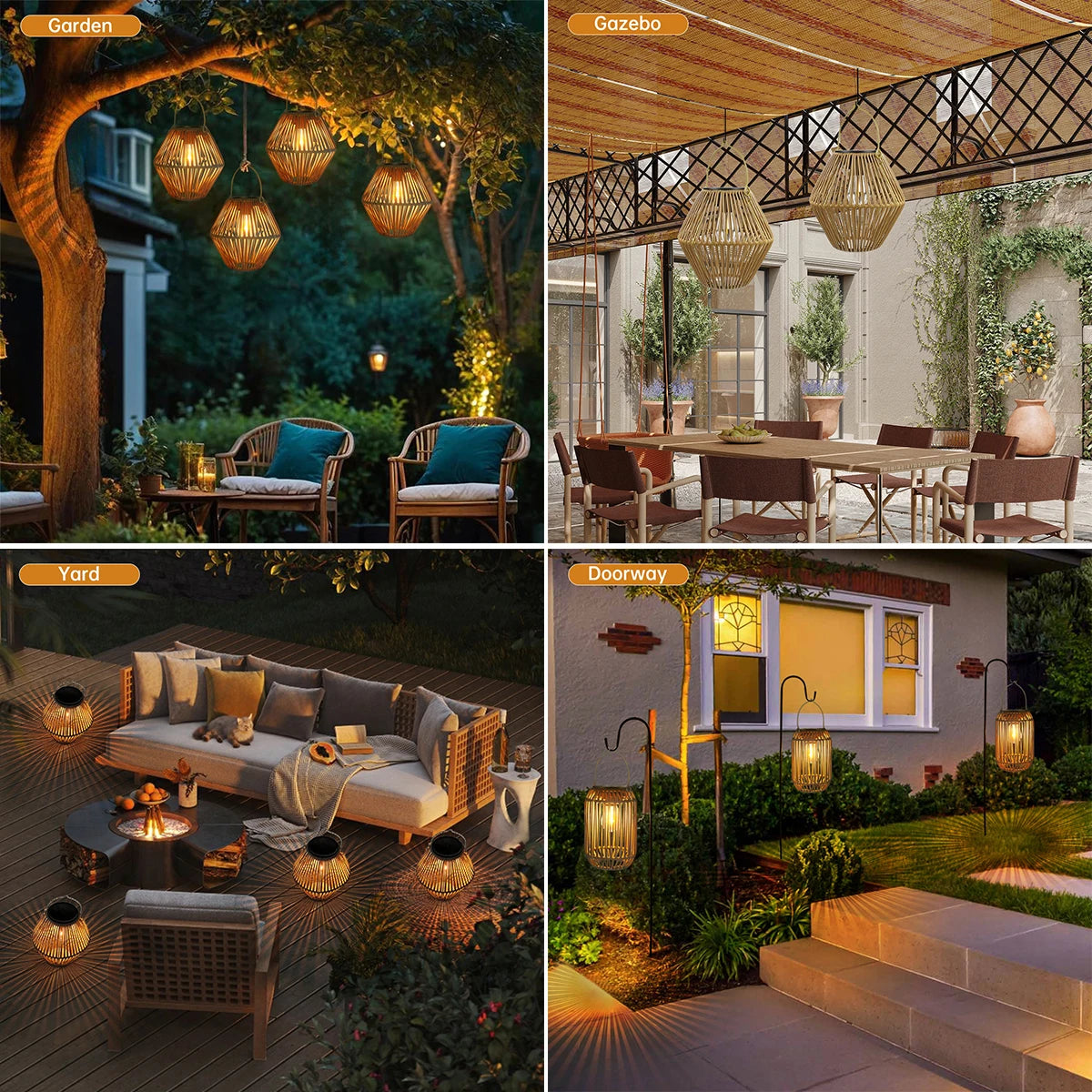 Solar Woven-Style Lantern for Garden Decoration