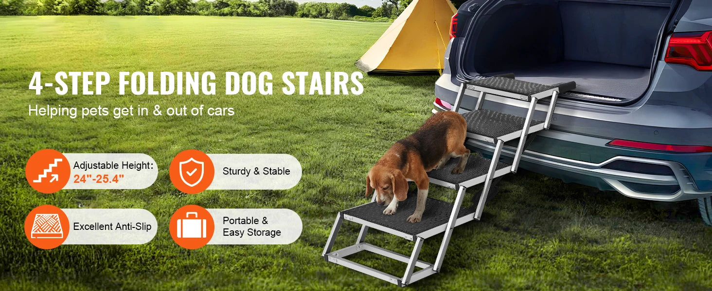 Scalinette per cani SucceBuy per auto, ampia scala per cani per auto, passi pieghevoli portatili per animali, leggeri in alluminio, per auto, SUV e camion, 150 lb