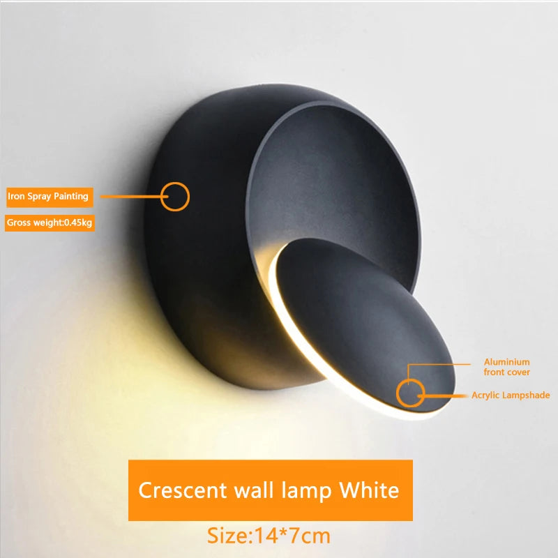 Nástěnné LED svítidlo s otočným diskem, 5 W, černé nebo bílé